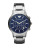 Emporio Armani Men's Large Round Blue Dial with Chronograph and Stainless Steel Bracelet Watch - SILVER
