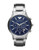 Emporio Armani Men's Large Round Blue Dial with Chronograph and Stainless Steel Bracelet Watch - Silver