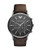 Emporio Armani Men's Black Chronograph Dial on a Brown Leather Strap Watch - Brown