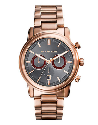 Michael Kors Mens Rose Gold Tone Stainless Steel Landaulet Chronograph  Watch - Rose Gold