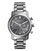 Michael Kors Mens Silver Tone Stainless Steel Landaulet Chronograph  Watch - Silver