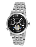 Kenneth Cole New York Men's Round Stainless Steel Watch with Black Dial - Silver