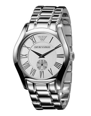 Emporio Armani Men's Large Round Silver Bracelet Watch - Silver