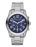 Michael Kors Mens Silver Tone Stainless Steel Mercer Chronograph Watch - Silver