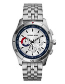 Michael Kors Mens Silver Tone Stainless Steel and Silicone Outrigger Chronograph  Watch - Silver