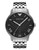 Emporio Armani Large Round Black Stainless Steel Bracelet with Scalloped Dial - Silver