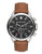 Michael Kors Mens Luggage Leather and Silver Tone Stainless Steel Gage Chronograph Watch - Brown