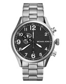 Michael Kors Mens Silver Tone Stainless Steel Hangar Chronograph  Watch - Silver