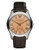 Emporio Armani Large Round Amber Dial with Subsecond on Brown Croco Embossed Leather Strap - Brown