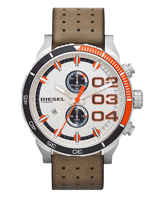 Diesel Men's Leather Watch - Silver