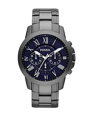 Fossil Grant Chronograph Stainless Steel Watch - Smoke - Grey