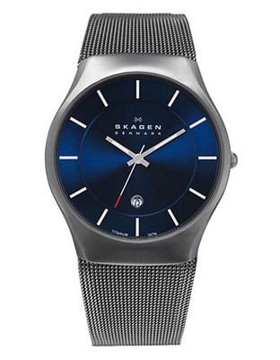 Skagen Denmark Men's Titanium Mesh Watch - Silver