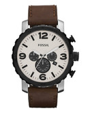 Fossil Mens Nate Leather Watch - Brown