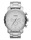 Fossil Nate Chronograph Stainless Steel Watch - Silver