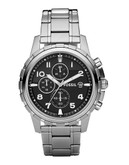 Fossil Mens Dean Chronograph Stainless Steel Watch - Silver