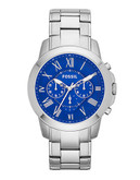 Fossil Grant Chronograph Stainless Steel Watch - Silver