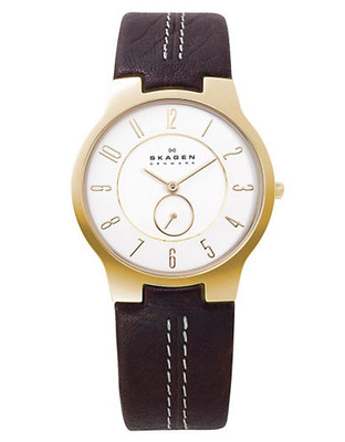 Skagen Denmark Men's Leather Watch - Brown