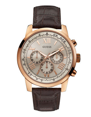 Guess Mens Chronograph Rose Gold Tone Watch 45mm W0380G4 - Rose Gold