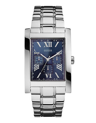 Guess Mens MultiFunction Silver Tone Watch W0484G2 - BLUE