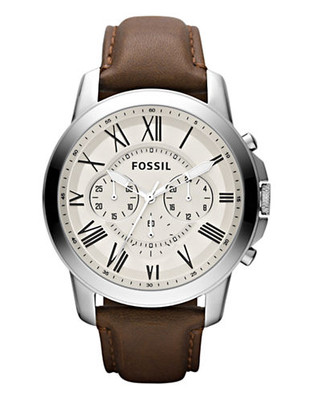 Fossil Mens Grant Leather  Brown Watch FS4735 - Brown