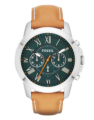 Fossil Grant Chronograph Leather Watch   Tan - Brown