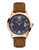 Guess Mens Honey Brown Genuine Leather Watch 43.5mm W0494G2 - blue