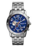 Michael Kors Stainless Steel Mercer Watch with Navy Dial - Silver