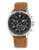 Vince Camuto Stainless Steel Watch with Brown Leather Strap - Brown