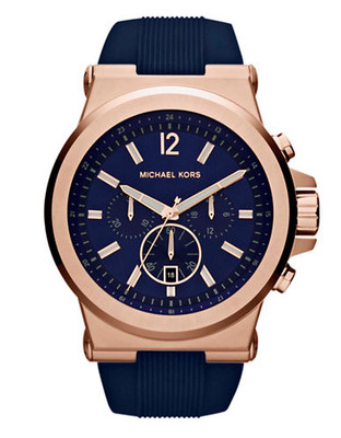 Michael Kors Mens Silicone and Stainless Steel Dylan Chronograph Watch - Blue
