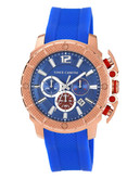 "Vince Camuto ""Striker"" watch in rosegold with a blue silicon band - Blue"
