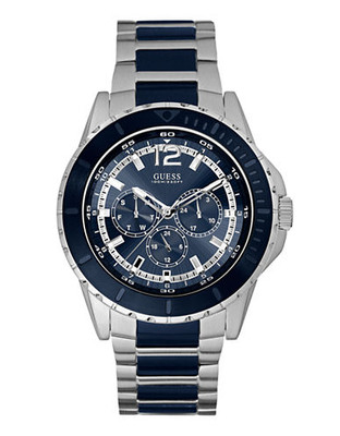 Guess Mens MultiFunction 2Tone Watch 46mm W0478G2 - Blue