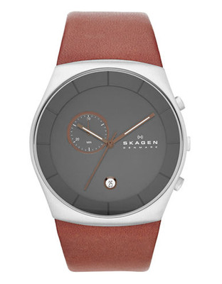 Skagen Denmark Havene Chronograph Leather Watch - Brown