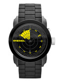 Diesel Men's Black and Yellow Silicone Watch - Black