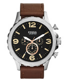 Fossil Nate Chronograph Leather Watch  Brown - Brown