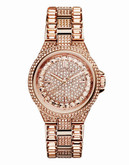 Michael Kors Rose Gold Tone Mini Camille Watch with All Over Clear Pave - Rose Gold