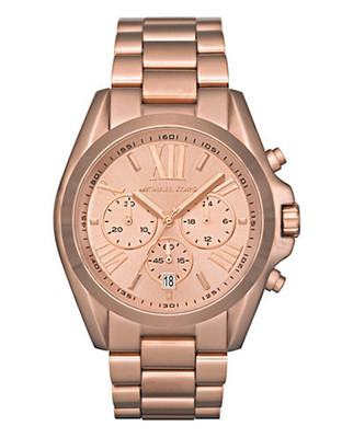 Michael Kors Michaels Kors Mid Size Rose Gold Tone Stainless Steel Bradshaw Chronograph Watch - Rose Gold