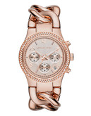 Michael Kors Mid-Size Rose Gold Tone Stainless Steel Runway Twist Chronograph Glitz Watch - Rose Gold