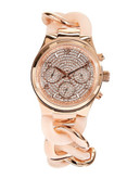 Michael Kors Michael Kors Rose Gold Tone and Blush Acetate Runway Twist Watch with Pave Dial - Rose Gold