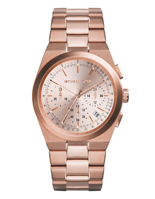 Michael Kors Mid Size Rose Gold Tone Stainless Steel Channing Chronograph  Watch - Rose Gold
