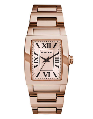 Michael Kors Mid Size Rose Gold Tone Stainless Steel Denali Three Hand  Watch - Rose Gold