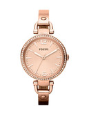 Fossil Georgia Glitz Rose Coloured Stainless Steel Watch - Rose Gold