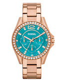 Fossil Riley Multifunction Stainless Steel Watch  Rose - Rose Gold