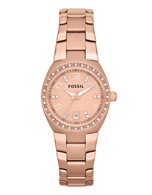Fossil Womens Rose Gold Tone Stainless Steel Bracelet - Rose Gold