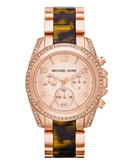 Michael Kors Midsize Stainless Steel Blair Chronograph Glitz Watch - Rose Gold