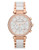 Michael Kors Mid Size White Acetate And Rose Gold Tone Stainless Steel Parker Chronograph Glitz Watch - White