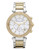 Michael Kors Mid Size Silver and Gold Tone Stainless Steel Parker Chronograph Glitz Watch - Two Tone