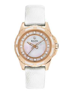 Bulova Quartz Watch - White/Rose Gold