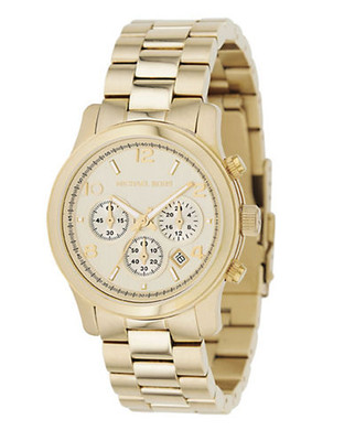Michael Kors Mid Sized Iconic Gold Plated Runway Watch - Gold
