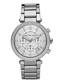 Michael Kors Silver Parker With Glitz Watch - Silver