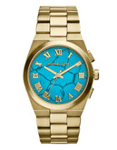 Michael Kors Michael Kors Gold Tone Channing Watch with Genuine Turquoise Dial - Blue